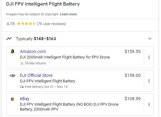 DJI FPV battery price