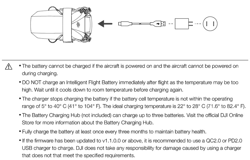 mini 2 battery charging safety instructions