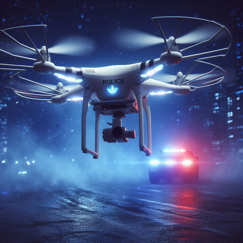 Police Drone at Night sky